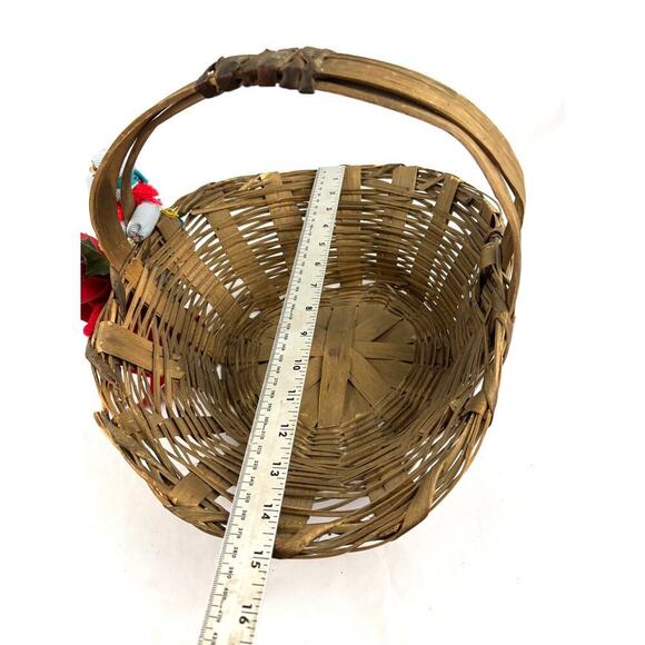 Vintage Christmas Gathering Basket Farmers Market Wicker Storage 1950s - Picture 5 of 16